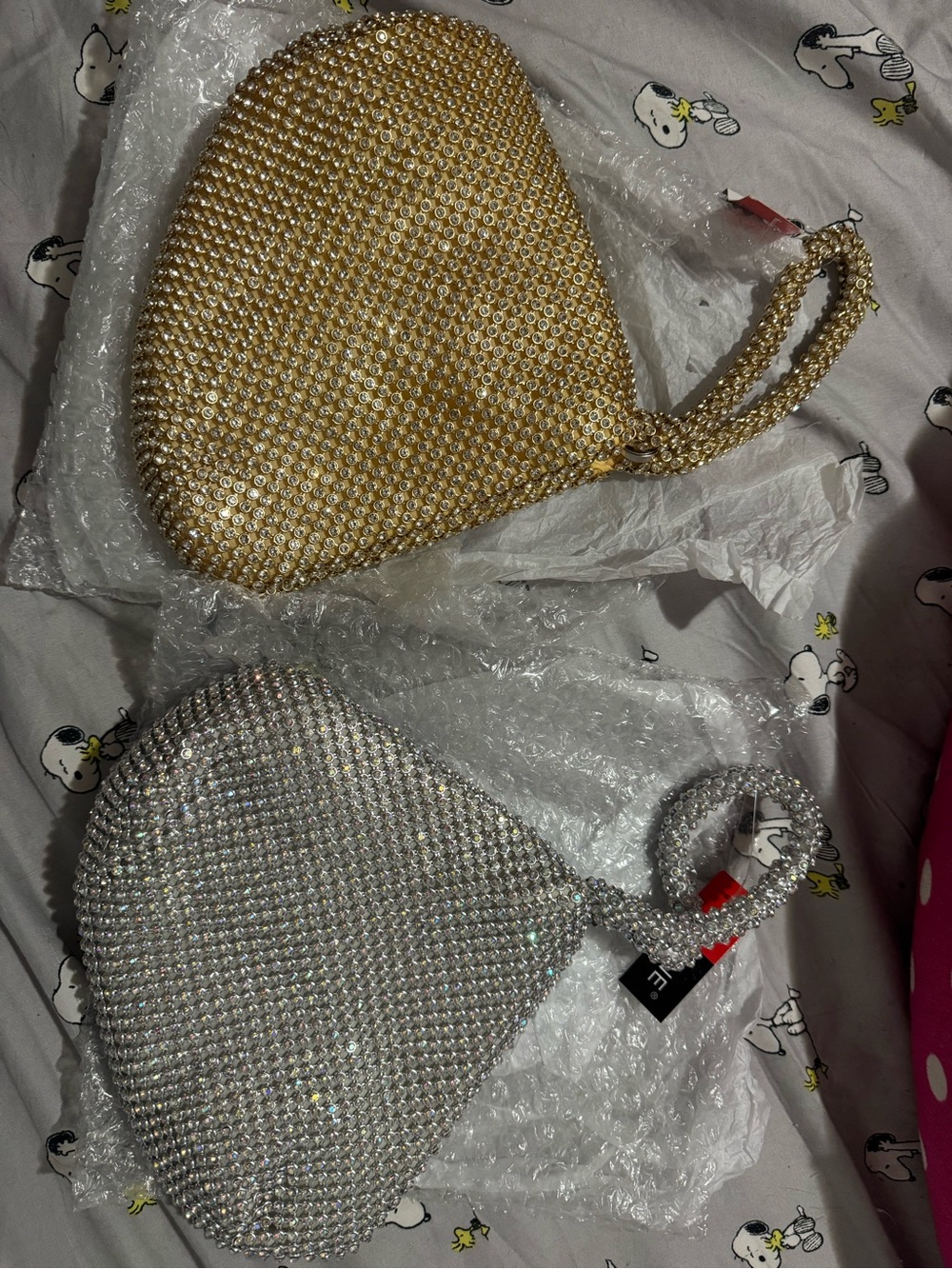 Crystal Wristlet Clutch Bag - Gold and Silver